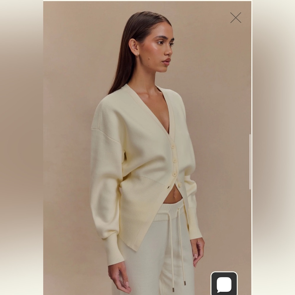 Alexia Buttoned Oversized Cardigan - Ivory by Meshki - Picture 3 of 3